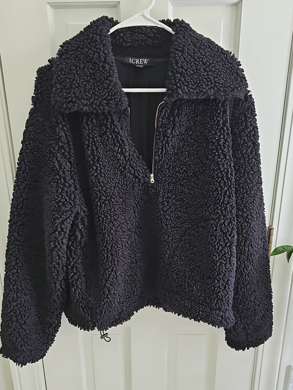 J. Crew Black Teddy Sherpa Zip Pullover